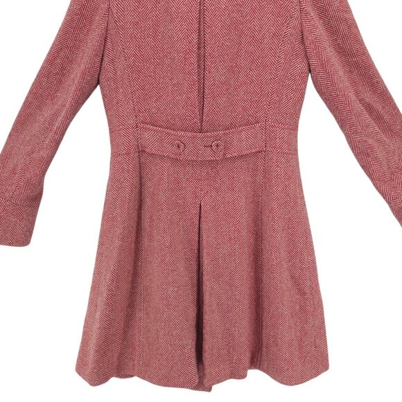 DIANE VON FURSTENBERG Princess Coat Red Herringbone Double Breasted Size 10 - Picture 5 of 9